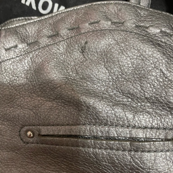 B. Makowsky Handbag, Silver Grey Leather - Picture 14 of 16